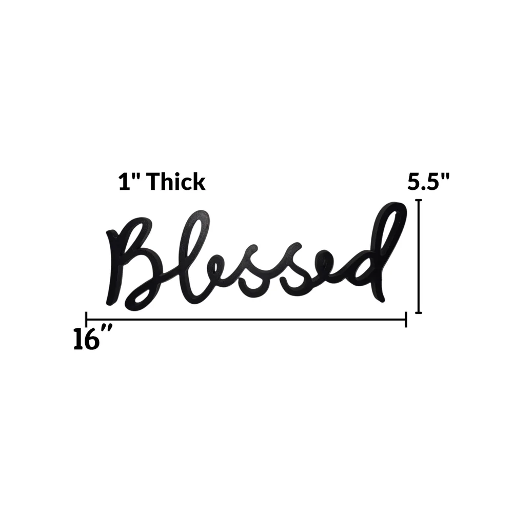 Blessed Black Script Wall Decor 16‎ Inch Farmhouse Sign